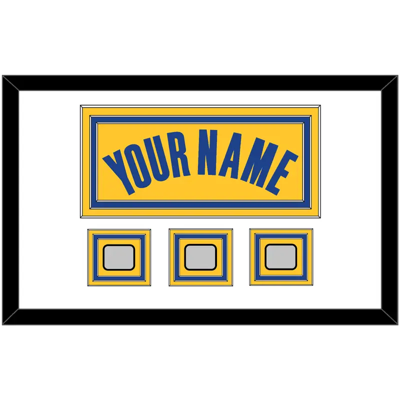 Golden State Name & 3 Finals Patches - Yellow Statement (2019-2022) - Triple Mat 1