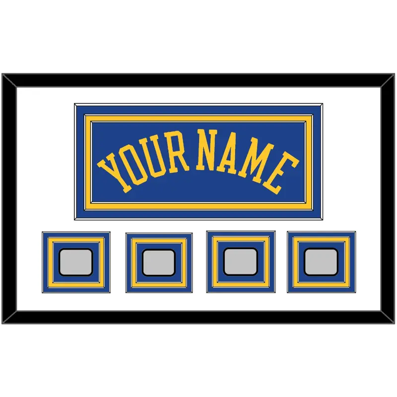 Golden State Name & 4 Champions Patches - Road Blue (2010-2019) - Triple Mat 1