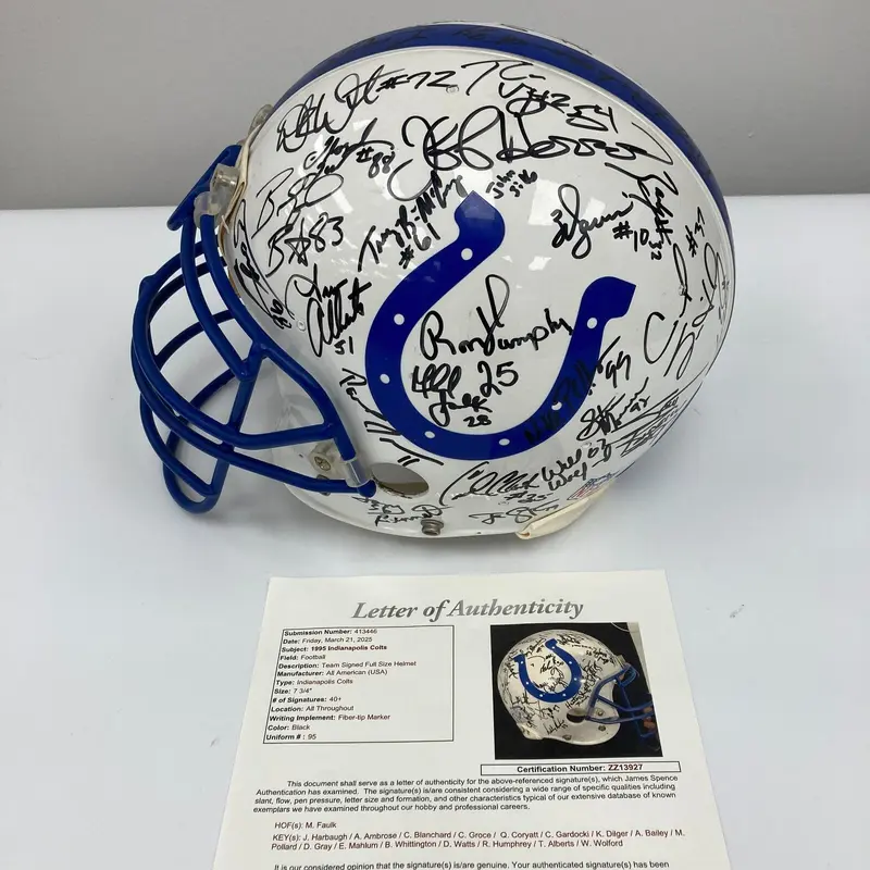 1995 Indianapolis Colts Team Signed Authentic Game Issued Helmet JSA COA