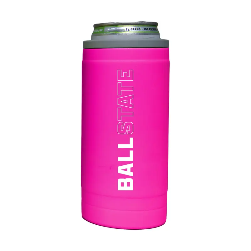 Ball State 12oz Electric Stacked Soft Touch Slim Coolie