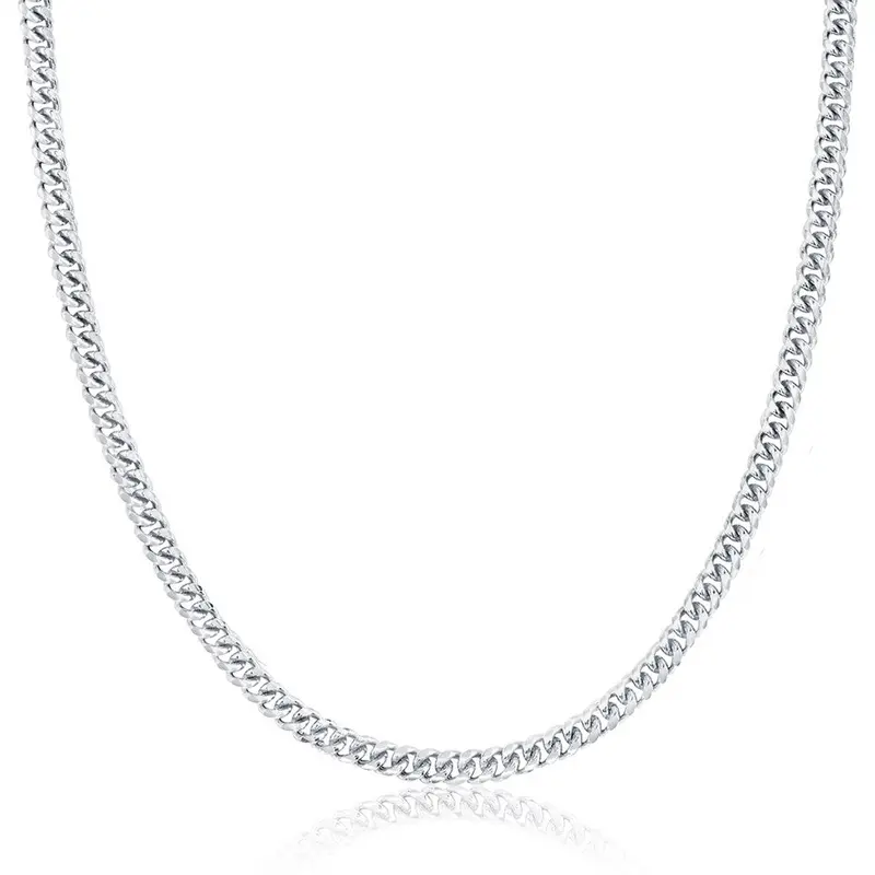 Sterling Silver, 2.8mm Miami Cuban Chain - Rhodium Plated