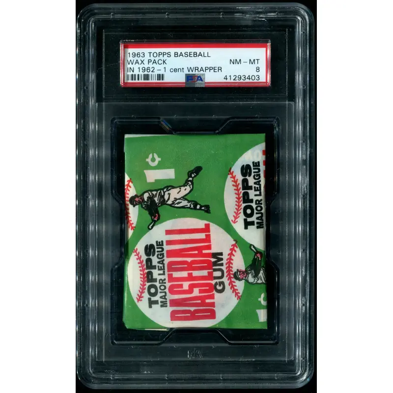 1963 Topps Baseball Unopened 1 Cent Wax Pack PSA 8 (in 19