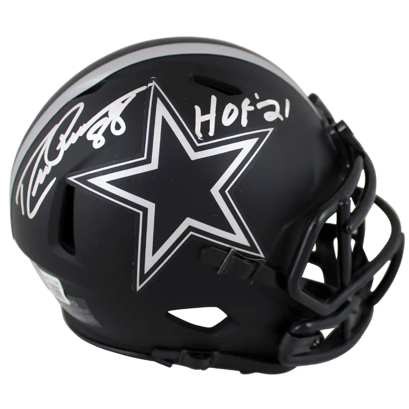 Cowboys Drew Pearson "HOF 21" Signed Eclipse Speed Mini Helmet BAS Witnessed