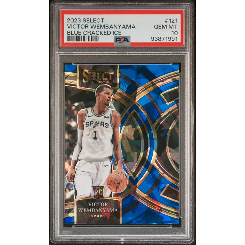 Victor Wembanyama 2023 Panini Select #121 Blue Cracked Ice PSA 10 Gem Mint 1991