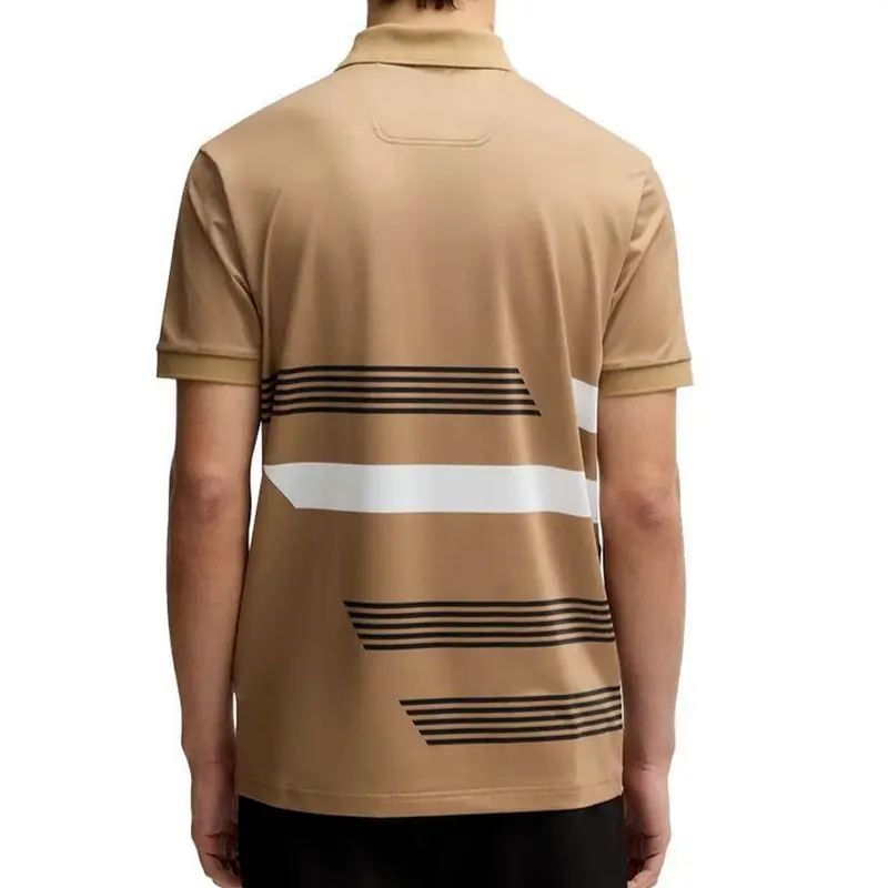 HUGO BOSS MENS POLO BROWN PADDY TAPE PRINT 50536785260