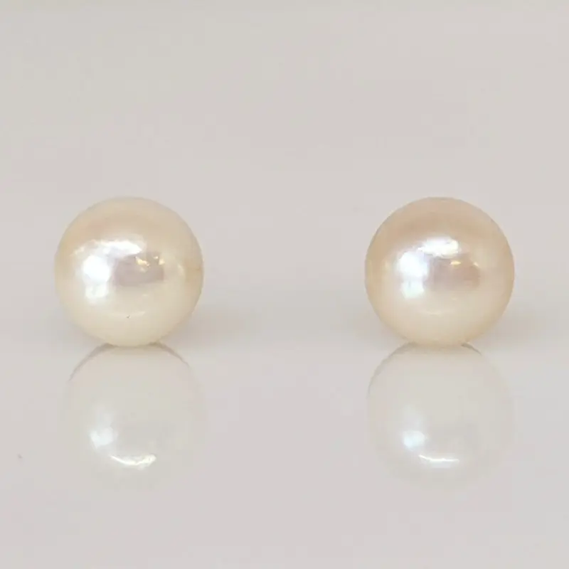 14K PEARL ROUND 5.5MM ESTATE STUD EARRINGS 0.9 GRAMS