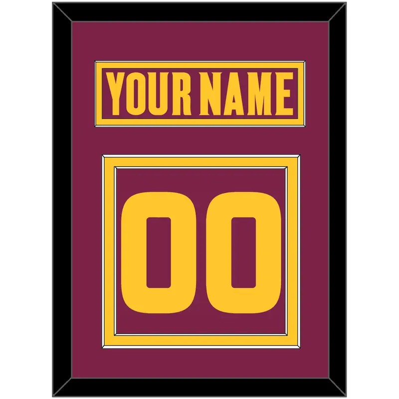 Arizona State Hockey Nameplate & Number (Back) - Road Maroon (2021-2023) - Double Mat 2