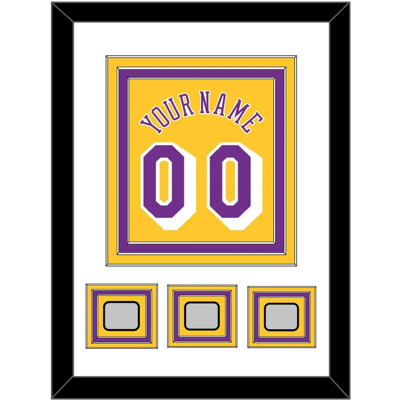 Los Angeles Name & Number With 3 Champions Patches - Home Yellow (1978-1997) - Triple Mat 1