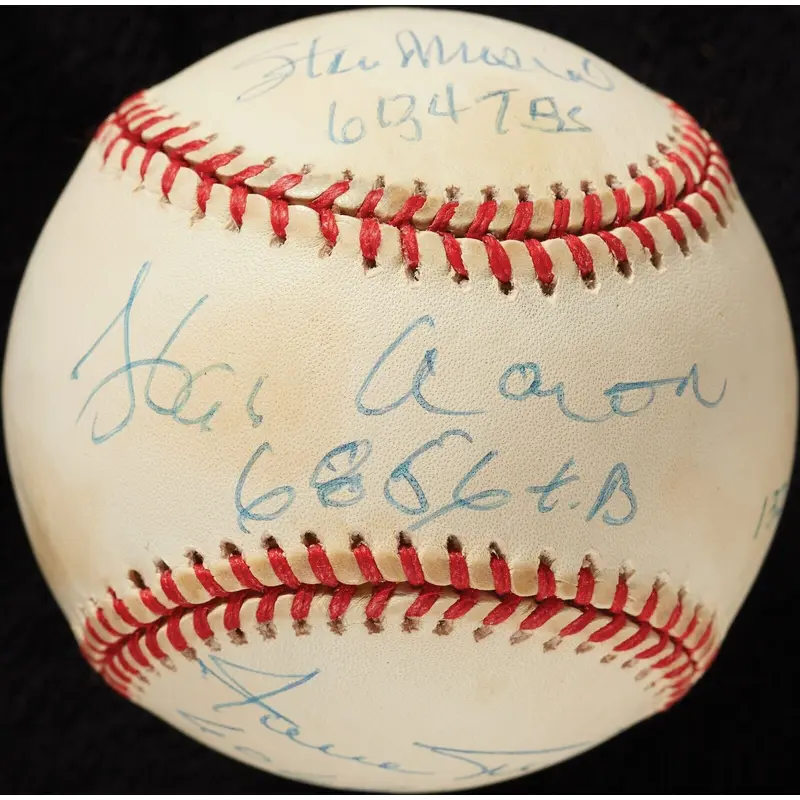 Willie Mays, Hank Aaron & Stan Musial Total Baseball Signed Baseball JSA COA