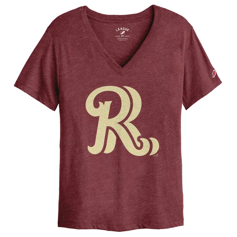 League Ladies V-Neck Heather Garnet Tee