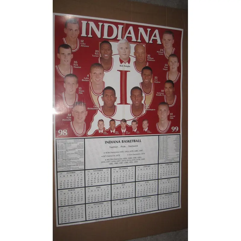 1998-99 Indiana University Basketball Schedule Poster 19x28