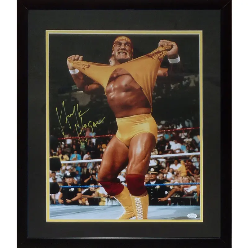 Hulk Hogan Autographed Wrestling (Ripping Shirt) Deluxe Framed 16x20 Photo - JSA