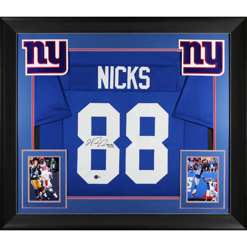 Hakeem Nicks Authentic Signed Blue Pro Style Framed Jersey Autographed BAS