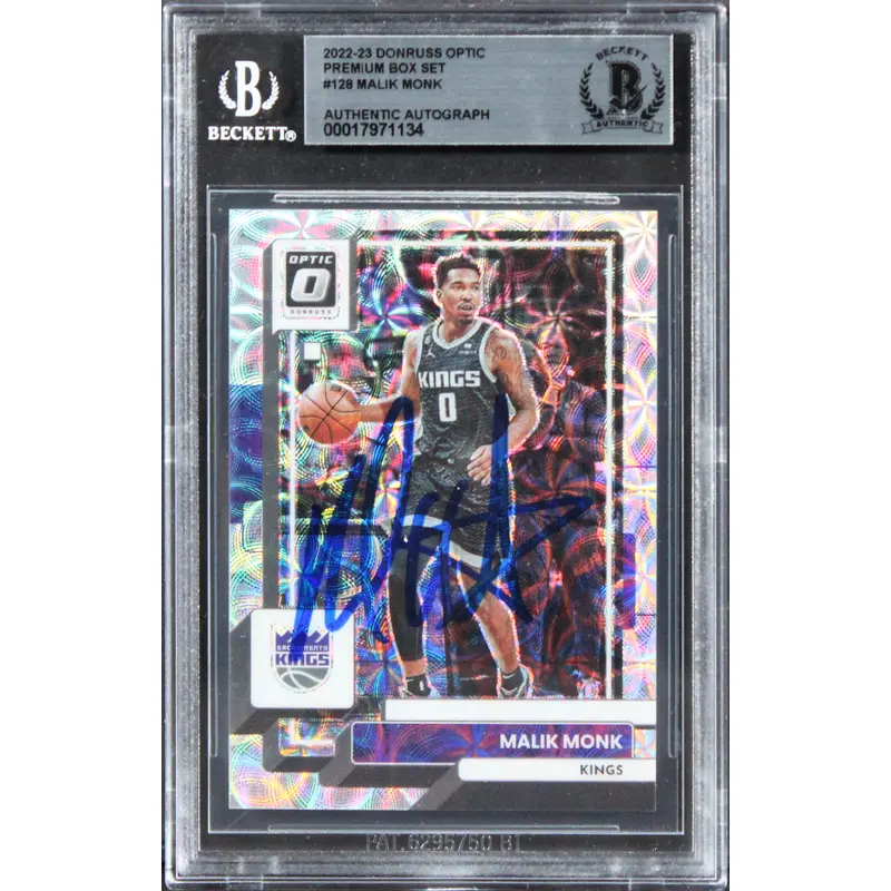 Kings Malik Monk Signed 2022 Donruss Optic Premium Box Set #128 Card BAS Slabbed