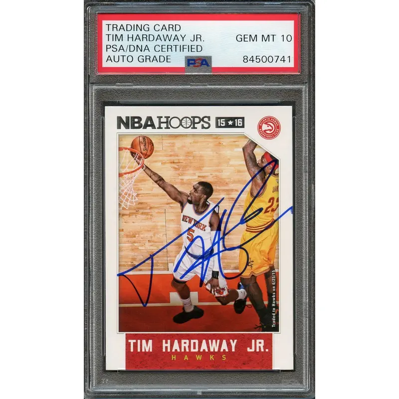 2015-16 NBA Hoops #26 Tim Hardaway Jr. Signed Card AUTO 10 PSA Slabbed Hawks
