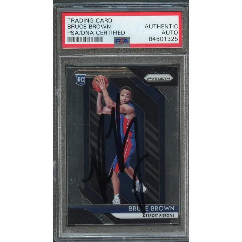2018-19 Panini Prizm #132 Bruce Brown Signed Card AUTO PSA Slabbed RC Pistons