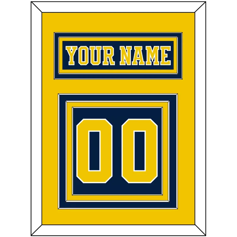 Michigan Hockey Nameplate & Number (Back) - Road Blue (2019-2020) - Triple Mat 3