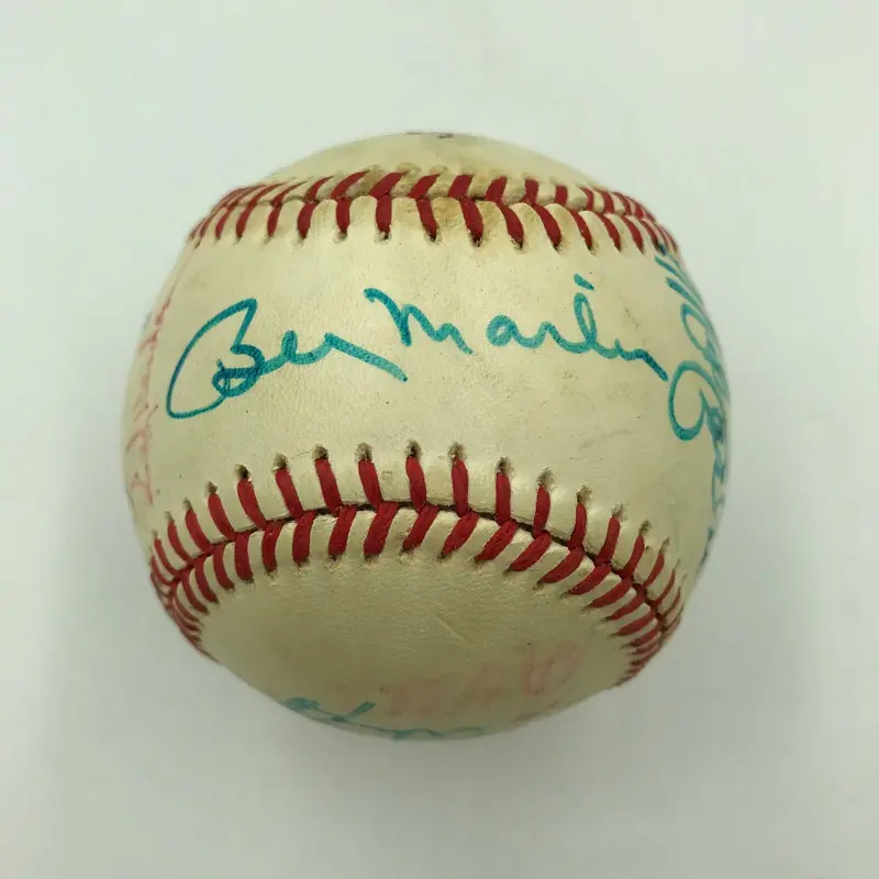 1988 NY Yankees Team Signed Baseball Billy Martin Rickey Henderson Winfield JSA
