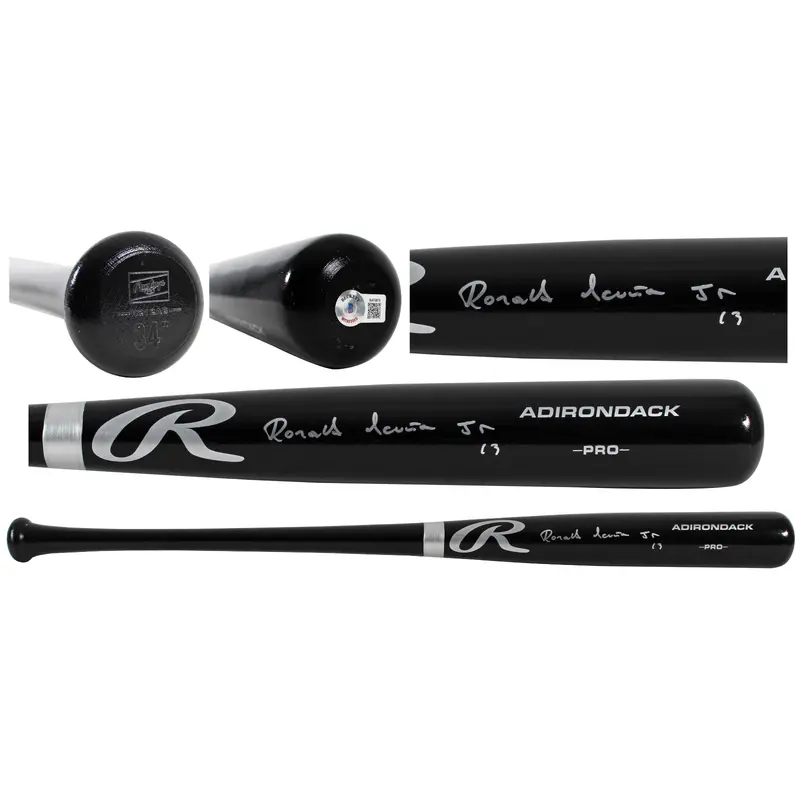 Braves Ronald Acuna Jr. Full Name Signed Black Rawlings Bat BAS Witnessed
