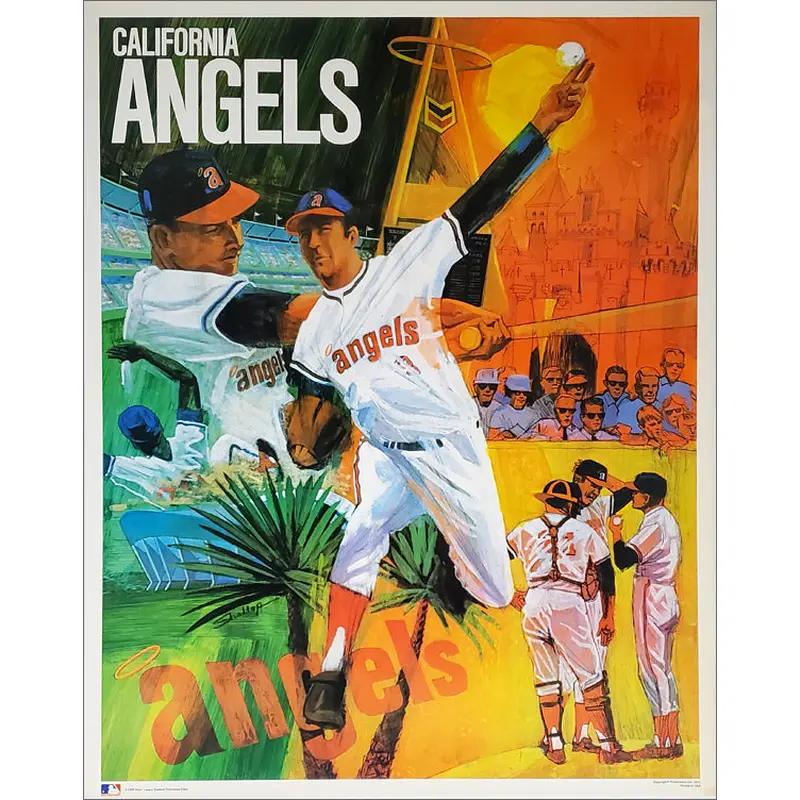 California Angels Classic MLB Baseball Team Theme Art Poster - ProMotions 1971