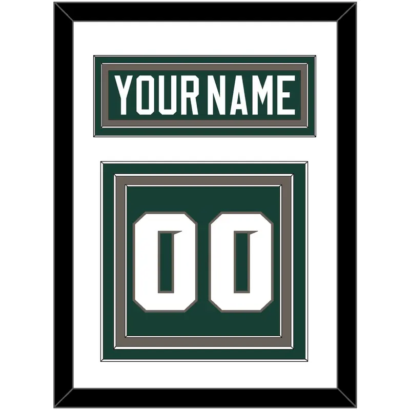 Michigan State Hockey Nameplate & Number (Back) - Road Green (2006-2007) - Triple Mat 1