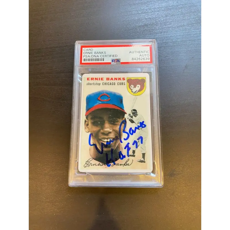 1954 Topps Ernie Banks RC Signed Autographed Porcelain Baseball Card PSA DNA