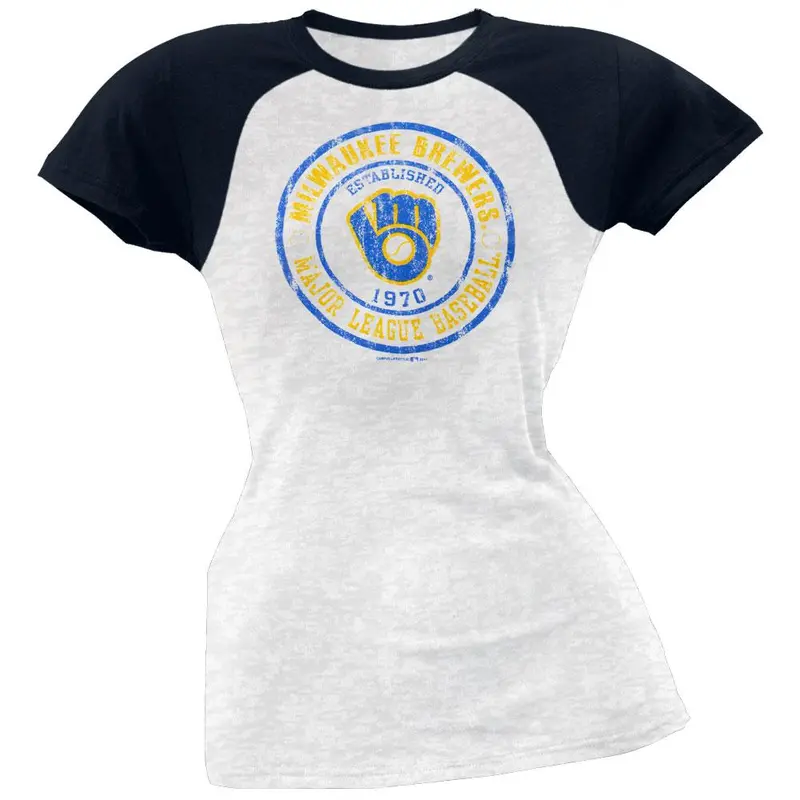 Milwaukee Brewers - Juniors Raglan Burnout T-Shirt