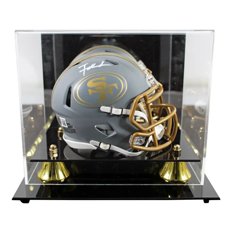 49ers Frank Gore Signed Slate Speed Mini Helmet W/ Case w/ White Sig BAS Witness