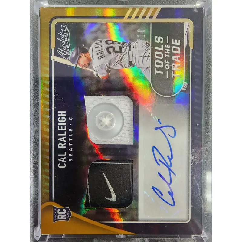 Cal Raleigh 2022 Panini Absolute Tools of the Trade Gold Nike Swoosh + Button #6/10