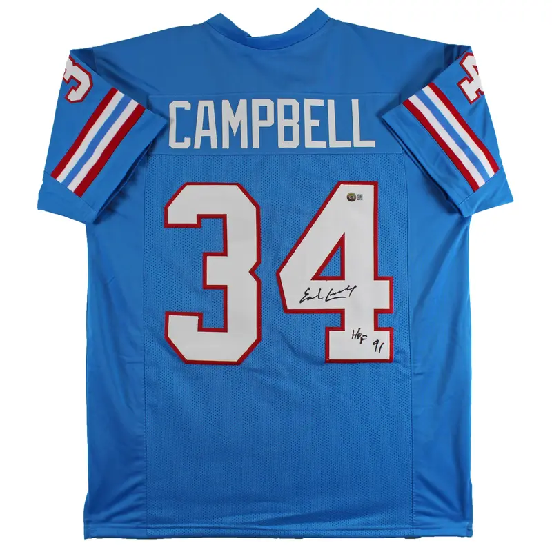 Earl Campbell "HOF 91" Authentic Signed Blue Pro Style Jersey Autographed BAS