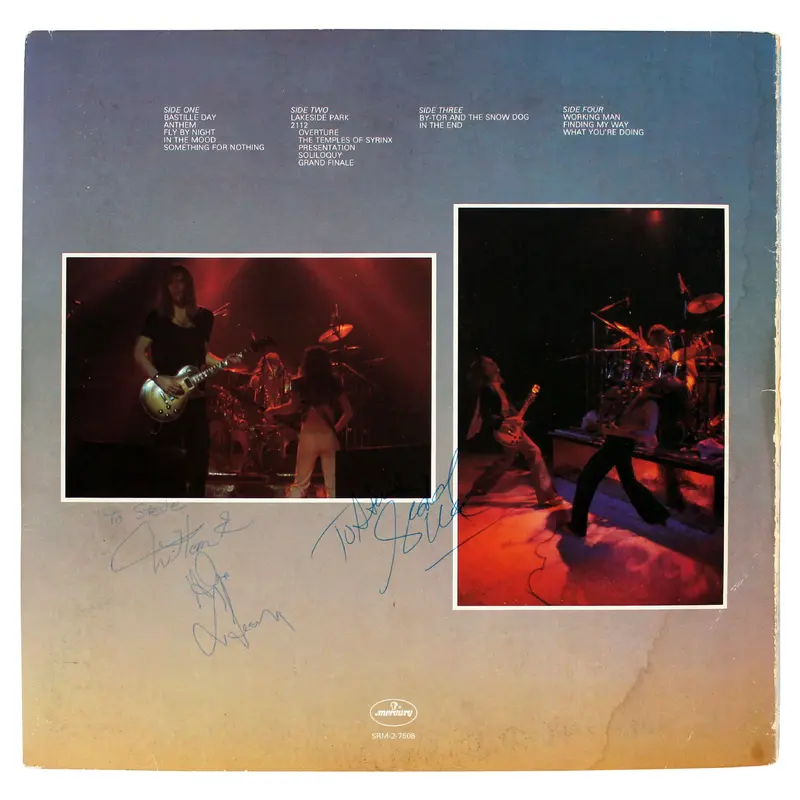 Rush (3) Lee, Lifeson & Peart Authentic Signed Album Cover W/ Vinyl BAS #AC33484