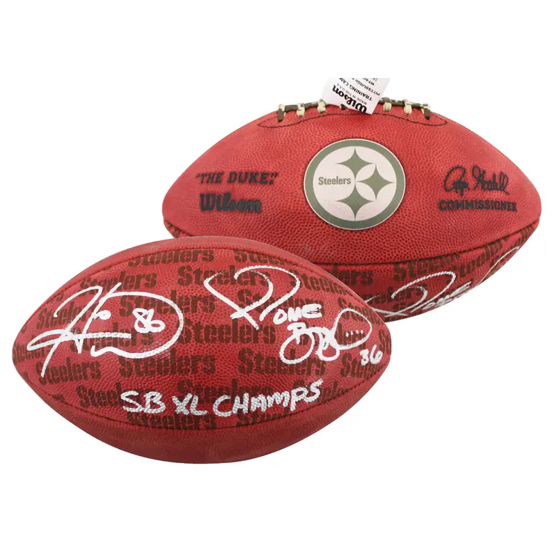 Steelers Jerome Bettis & Hines Ward Signed "Duke" Team Showcase Football BAS W