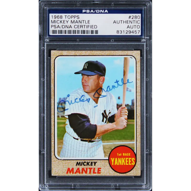 Yankees Mickey Mantle Authentic Signed 1968 Topps #280 Card PSA/DNA Slabbed