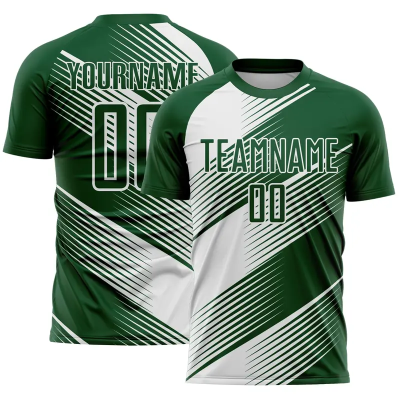 Custom Green White Line Sublimation Soccer Uniform Jersey
