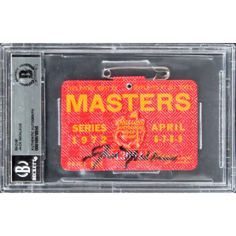 Jack Nicklaus Signed 1972 Masters Augusta National Badge Ticket BAS Slabbed