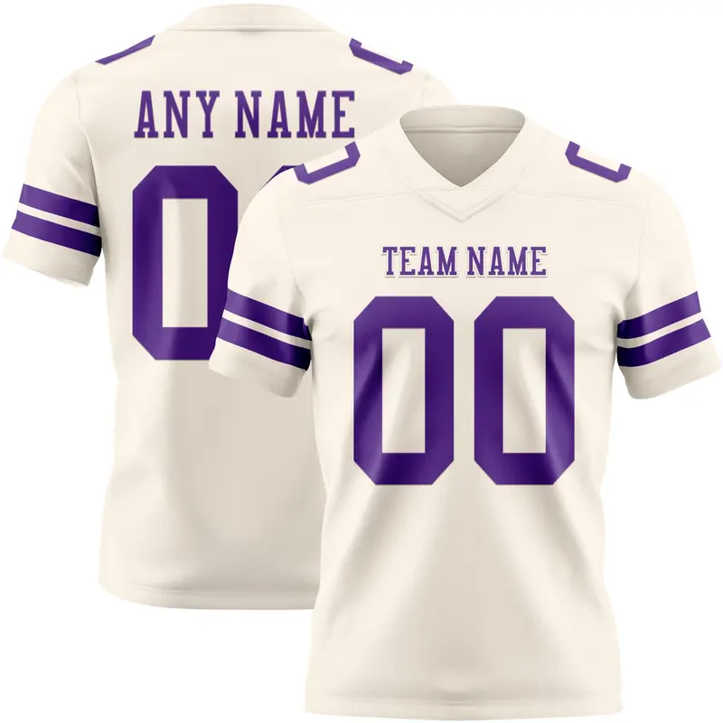Custom Cream Purple Mesh Authentic Football Jersey