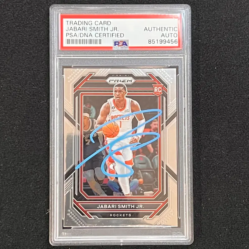2022-23 Panini Prizm #228 Jabari Smith Jr Signed Card AUTO PSA RC Slabbed Houston