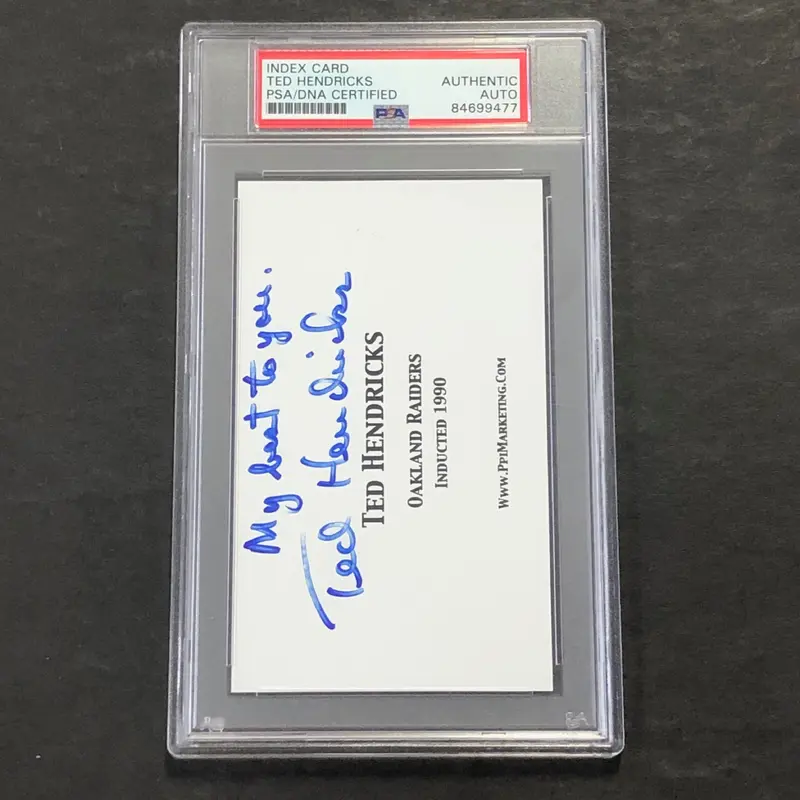 Ted Hendricks Signed Index Card PSA/DNA Slabbed Autographed Oakland Raiders