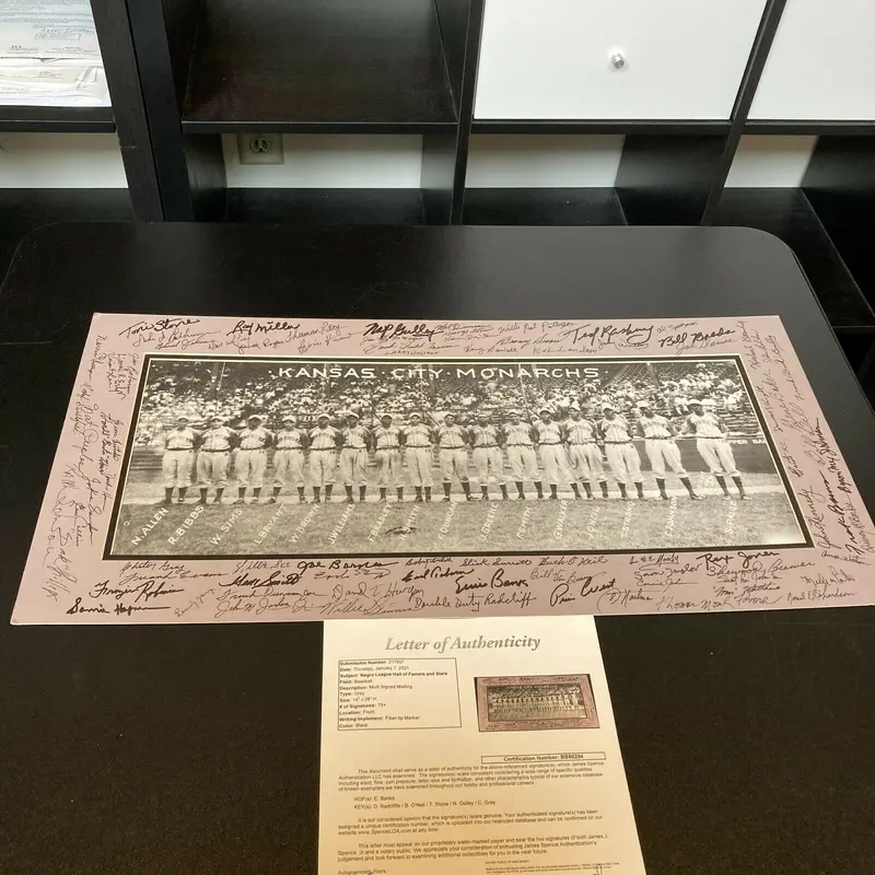 Kansas City Monarchs Negro League Large Photo 82 Signatures Ernie Banks JSA COA