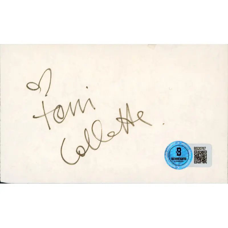 Toni Collette The Sixth Sense Authentic Signed 3x5 Index Card BAS #BS20767