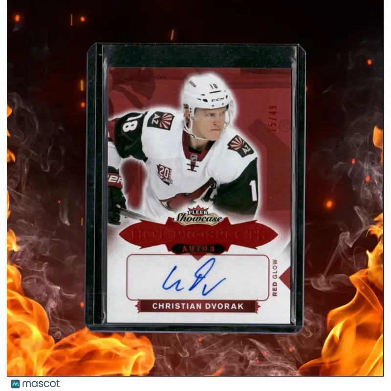 2016-17 Fleer Showcase Christian Dvorak Hot Prospects Red Glow Rookie Auto 15/49