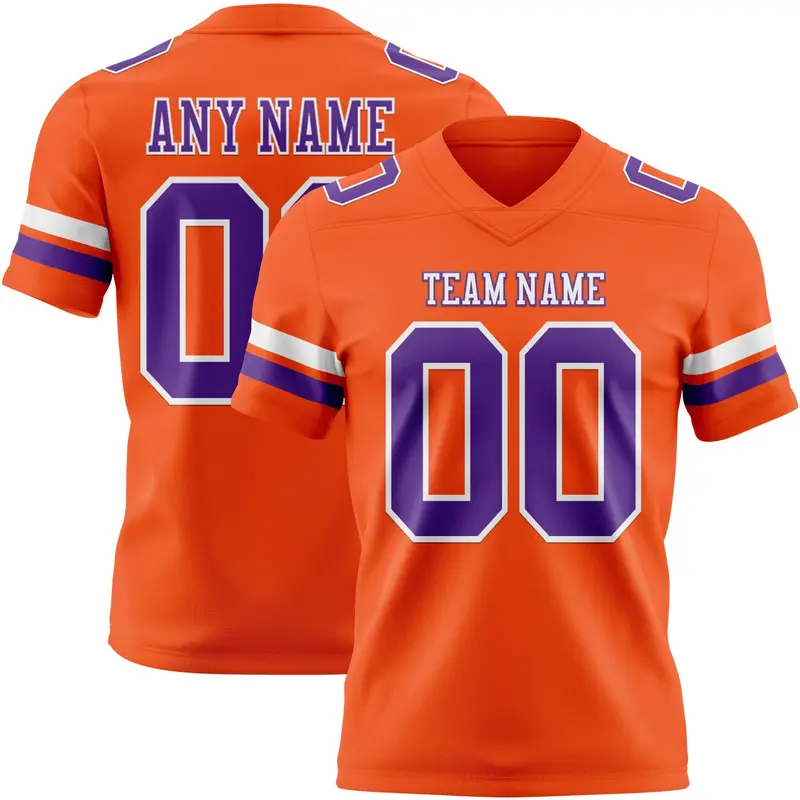 Custom Orange Purple-White Mesh Authentic Football Jersey