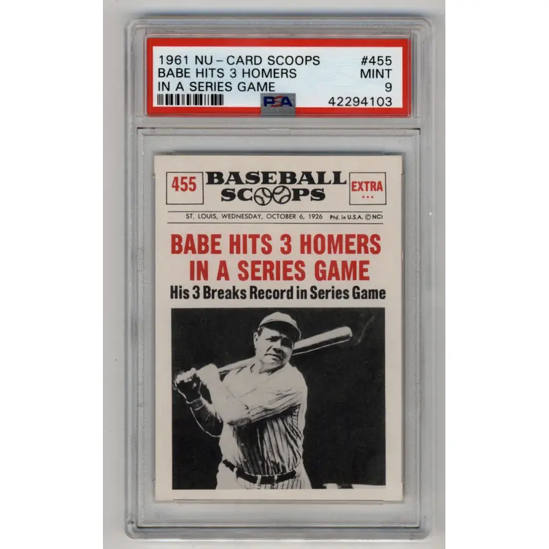 Babe Ruth 1961 Nu-Card Scoops #455 In A Series Game PSA 9 Mint 4103