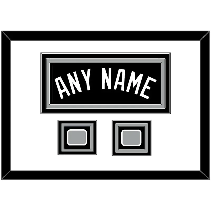 San Antonio Name With 2 Champions Banner Patches - Road Black (1989-2002) - Triple Mat 1