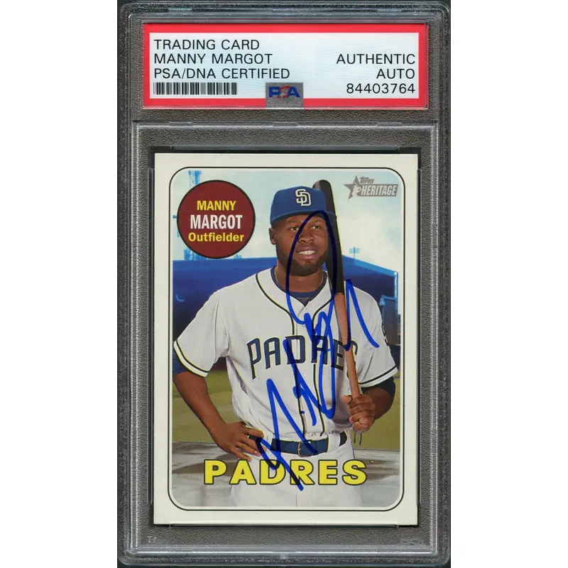 2018 Topps Heritage #37 MANNY MARGOT Signed Card PSA Slabbed Auto Padres