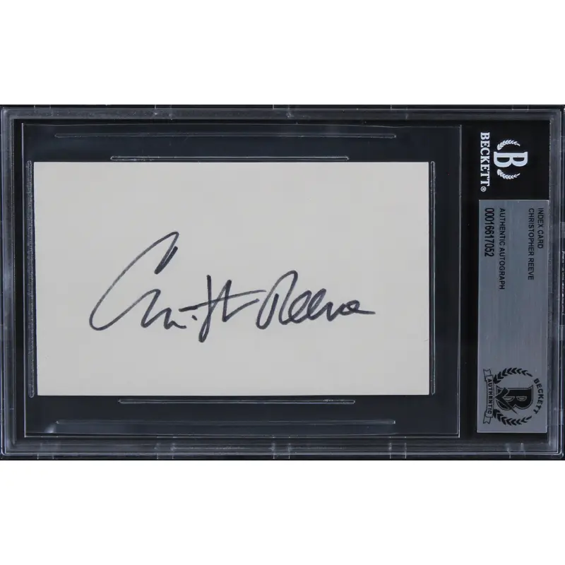Christopher Reeve Superman Authentic Signed 3x5 Index Card BAS Slabbed 1