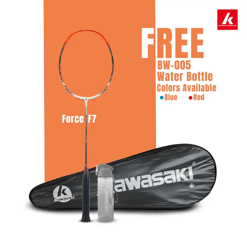 Force F7 Unstrung Badminton Racket (Orange) - 3U/G1 Kawasaki | Kibi Sports