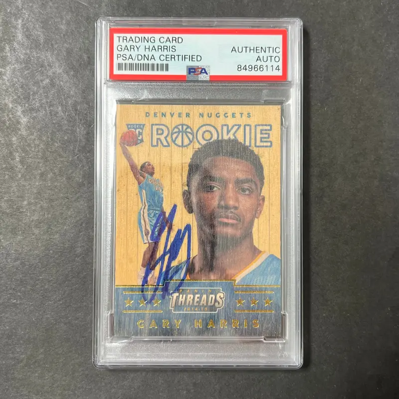 2014-15 Panini Threads #368 Gary Harris signed Auto Card PSA/DNA Slabbed Nuggets RC