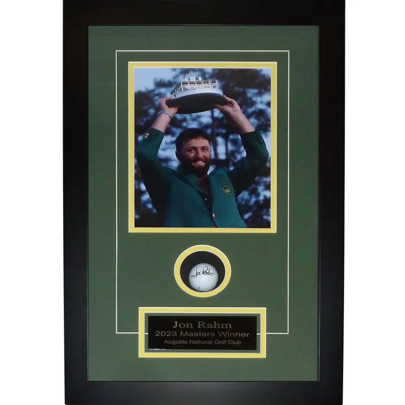 Jon Rahm Autographed 2023 Masters Champion Golf Ball Shadowbox Frame - JSA