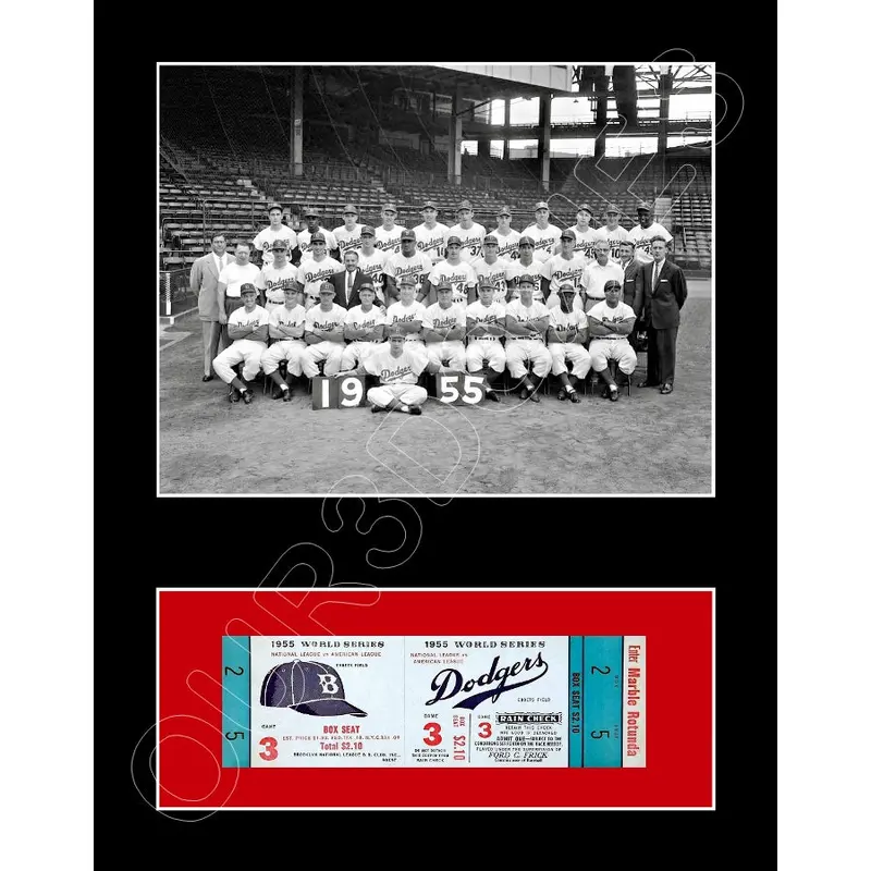1955 Brooklyn Dodgers World Series Ticket Matted Photo Display 11X14 - 2125